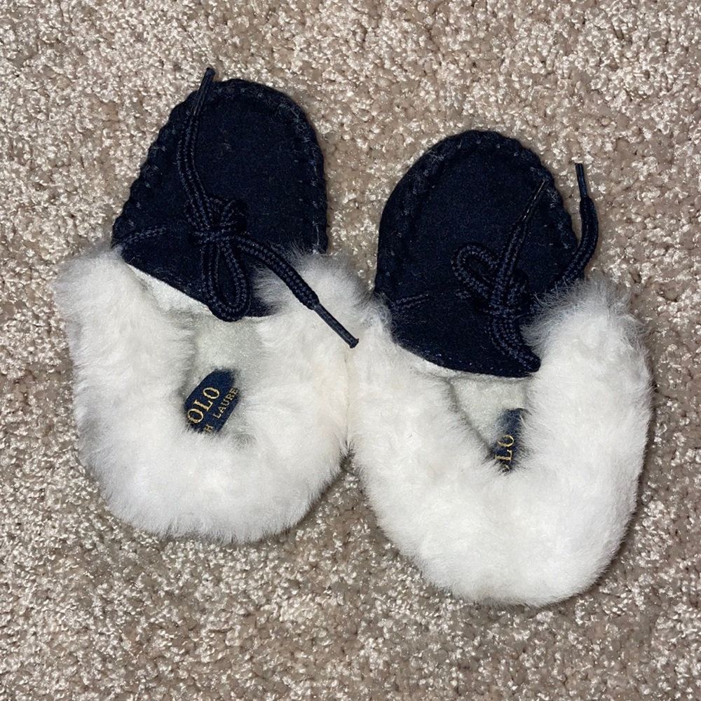 Navy Fuzzy Polo Baby Shoes